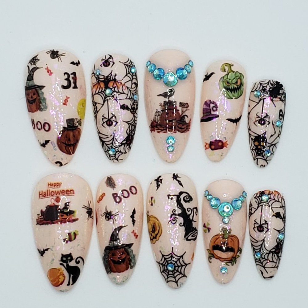 Medium Almond Halloween Gel Press on Nails